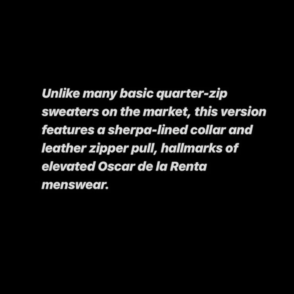 Oscar de la Renta Men’s Quarter Zip Knit Sweater | Leather Pull | Quiet Luxury - Picture 3 of 10